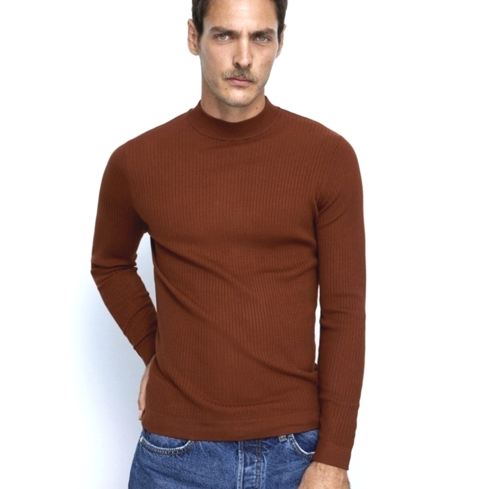 Zara Ribbed High Neck Sweater Man - Picture 2 of 6